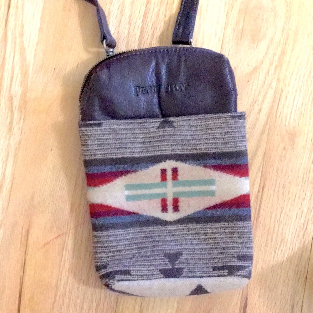 Pendleton cross body leather/wool purse